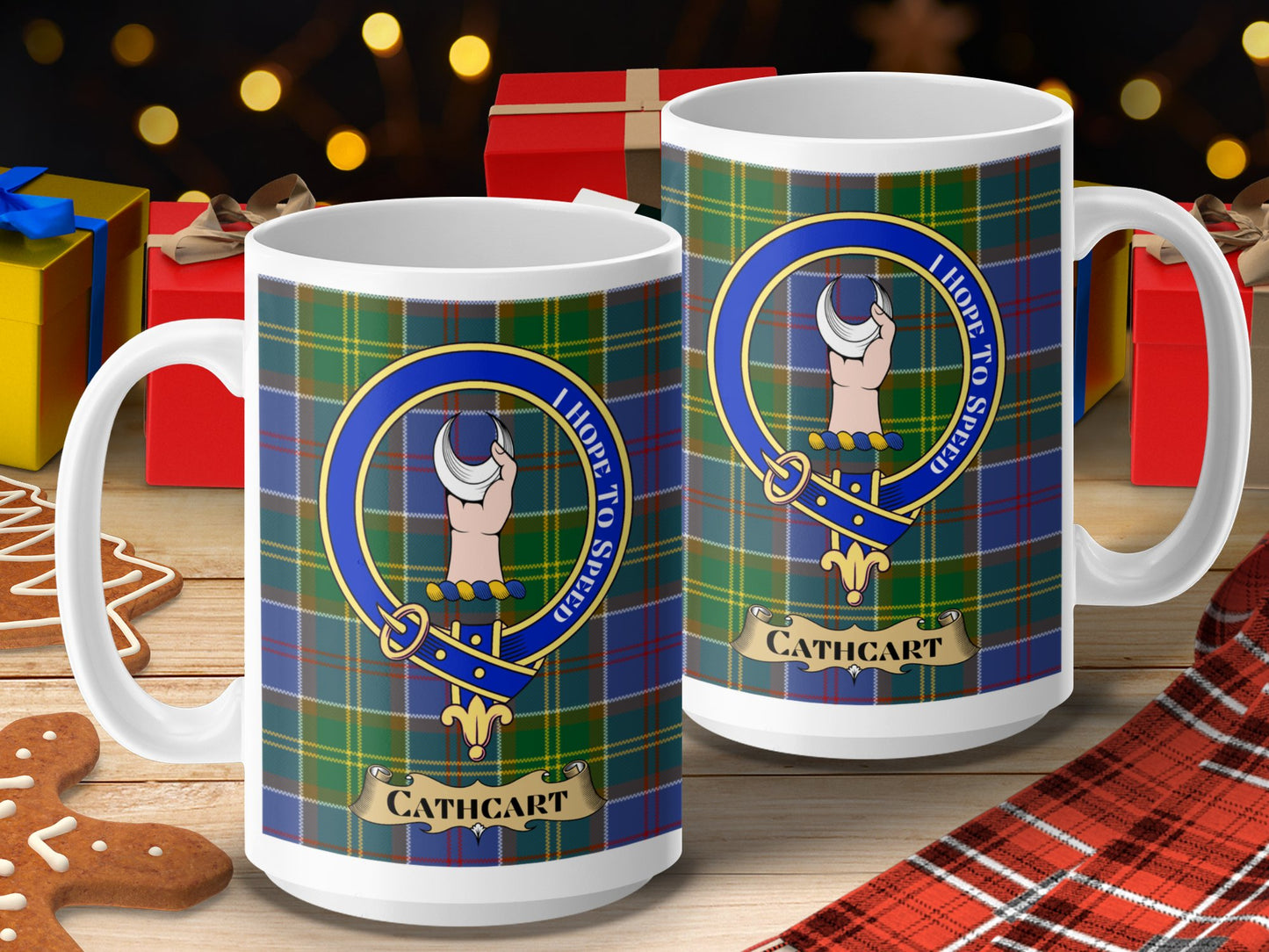 Clan Cathcart Scottish Tartan Crest Mug - Living Stone Gifts