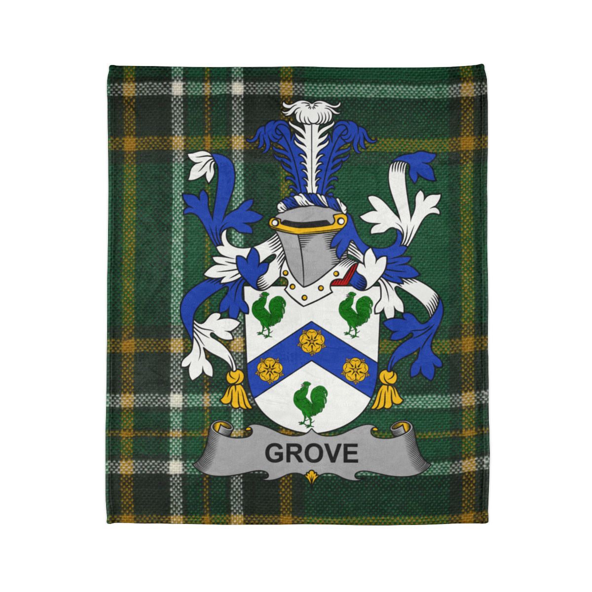 Grove Family Crest on Plaid Background Blanket product