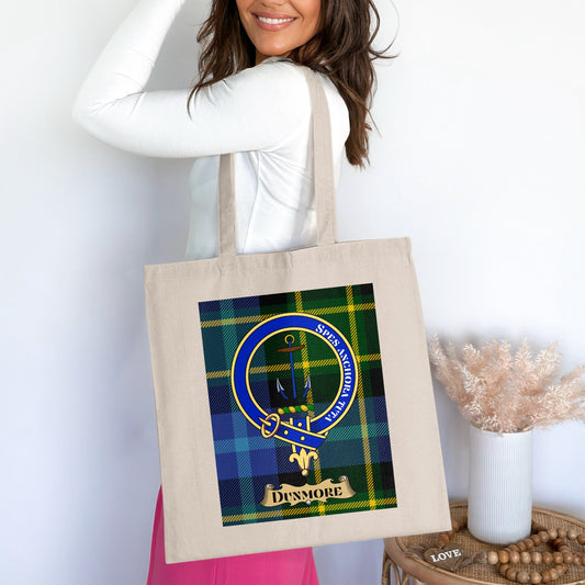 Clan Dunmore Scottish Crest Tartan Tote Bag - Living Stone Gifts