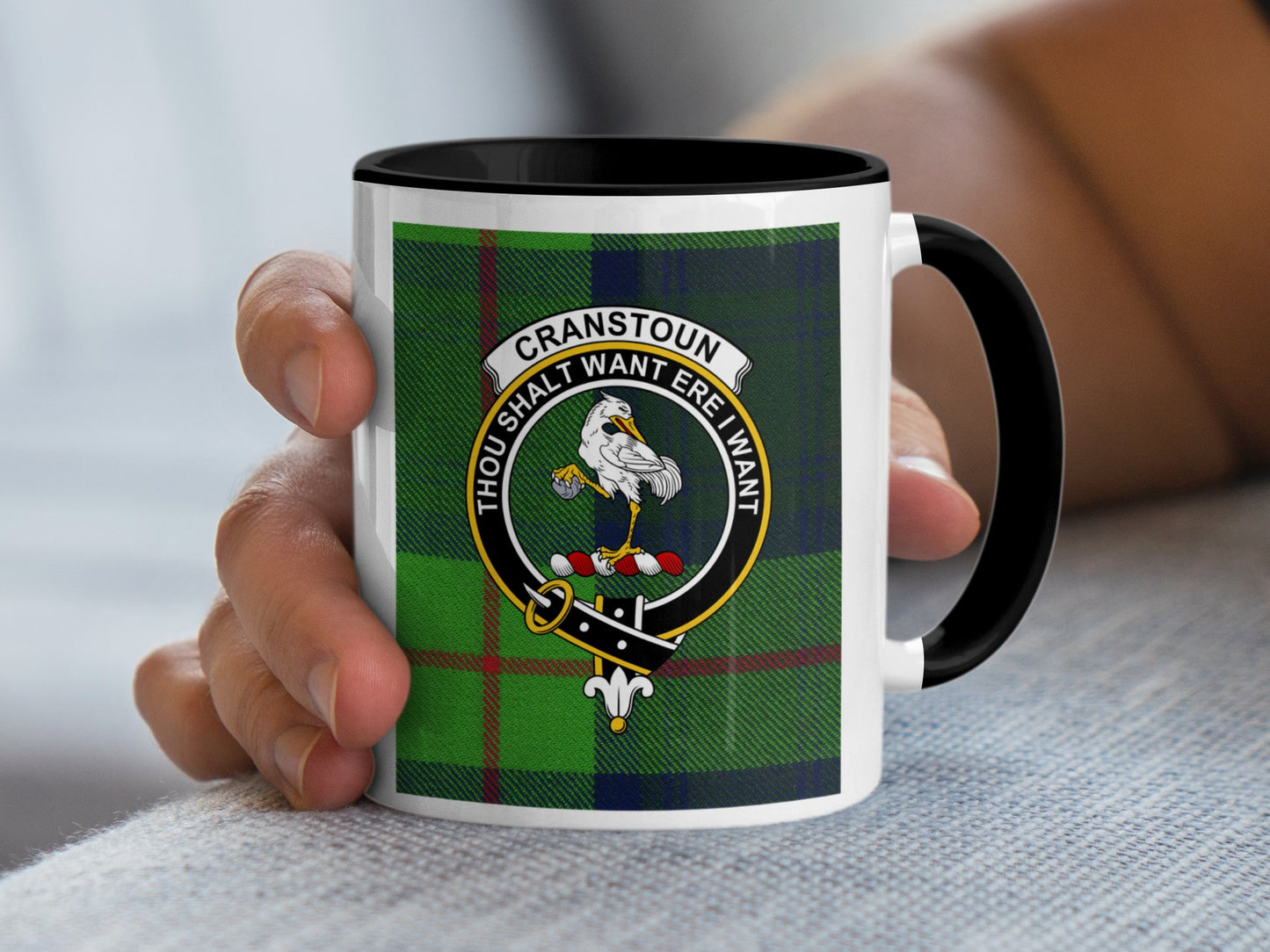 Clan Cranstoun Thou Shalt Want Ere I Want Crest Mug - Living Stone Gifts