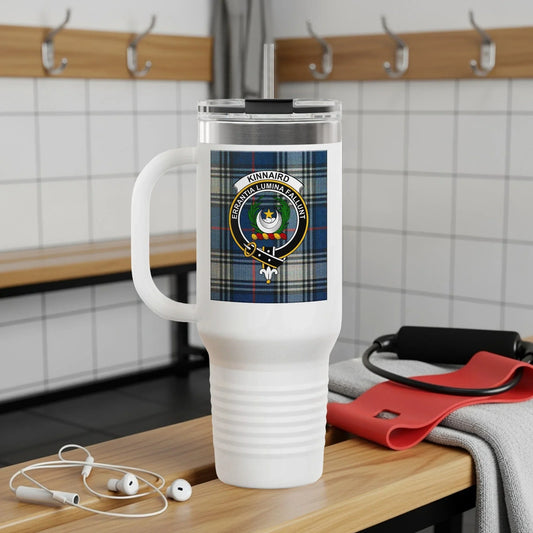 Kinnaird Lumina Tuoveria Crest on Plaid Travel Mug product
