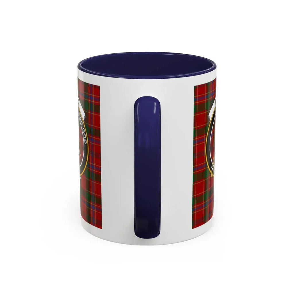 Munro Dread God clan tartan pattern on ceramic accent mug — eagle crest in navy colourway