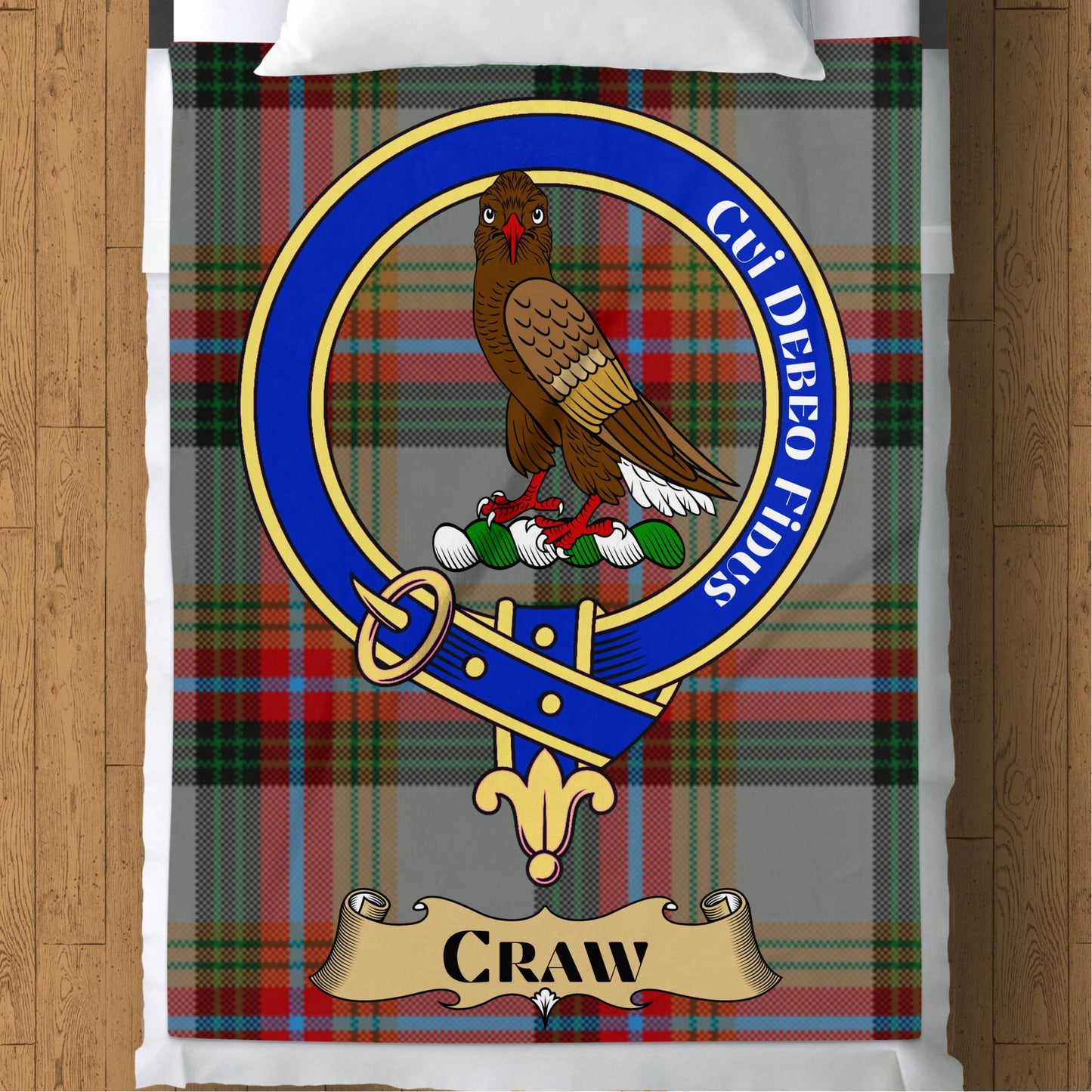 Scottish Clan Craw Crest Tartan Throw Blanket - Living Stone Gifts