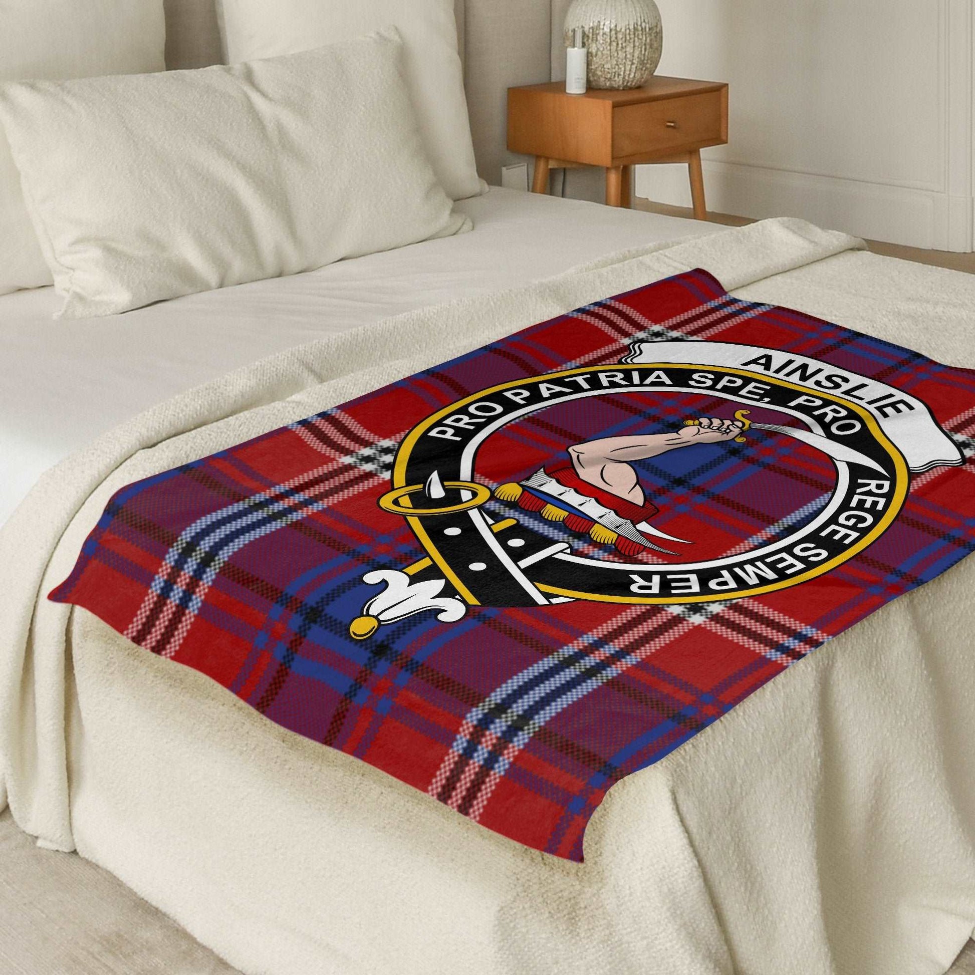 Ainslie Crest Scottish Tartan Throw Blanket - Living Stone Gifts