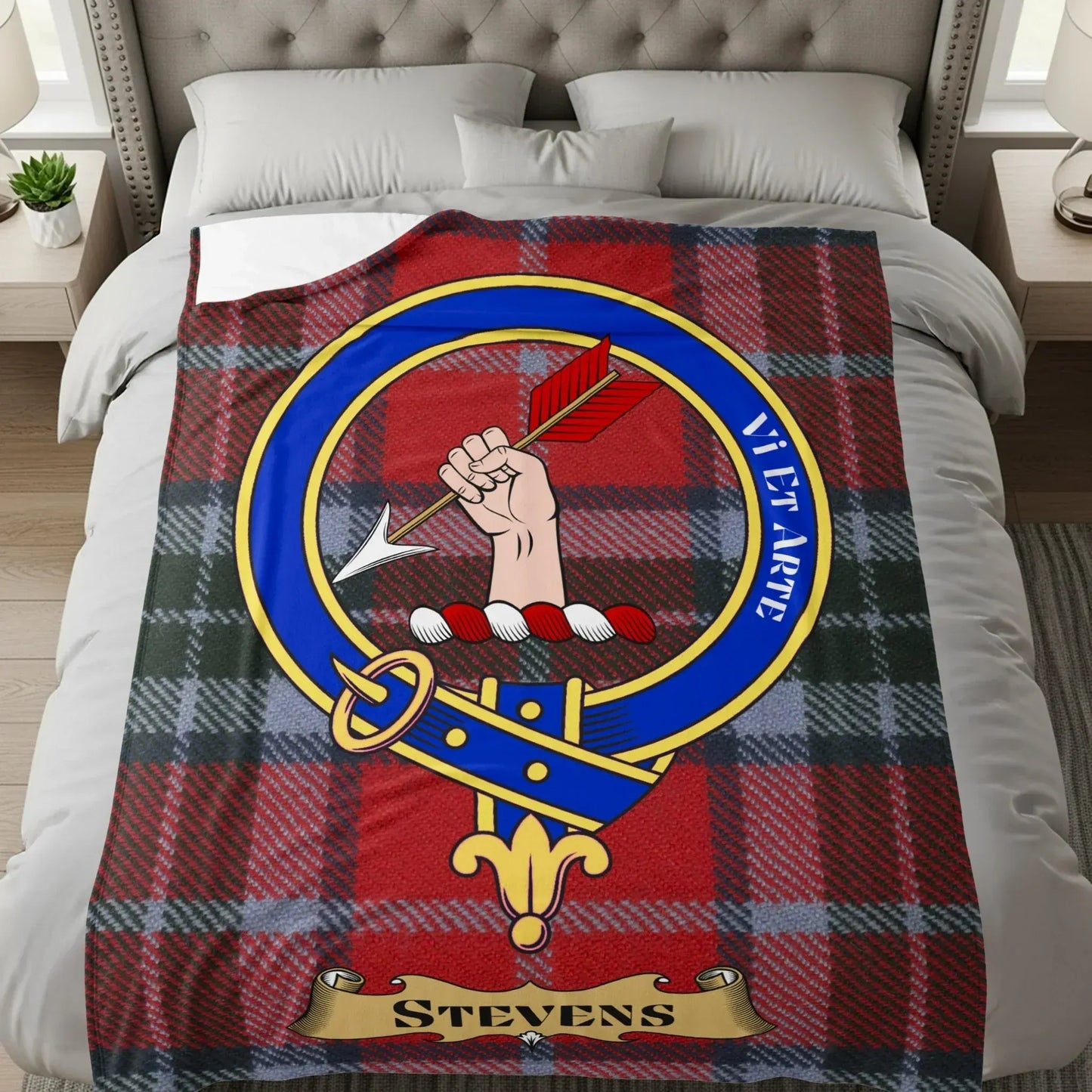 Stevens Family Crest Tartan Design Blanket product