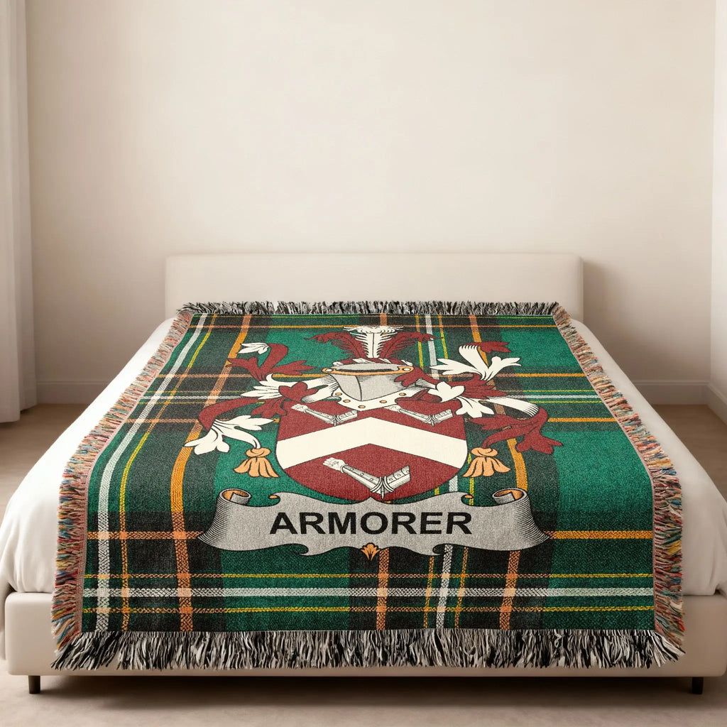 Armorer Crest Green Tartan Plaid Throw Blanket product type