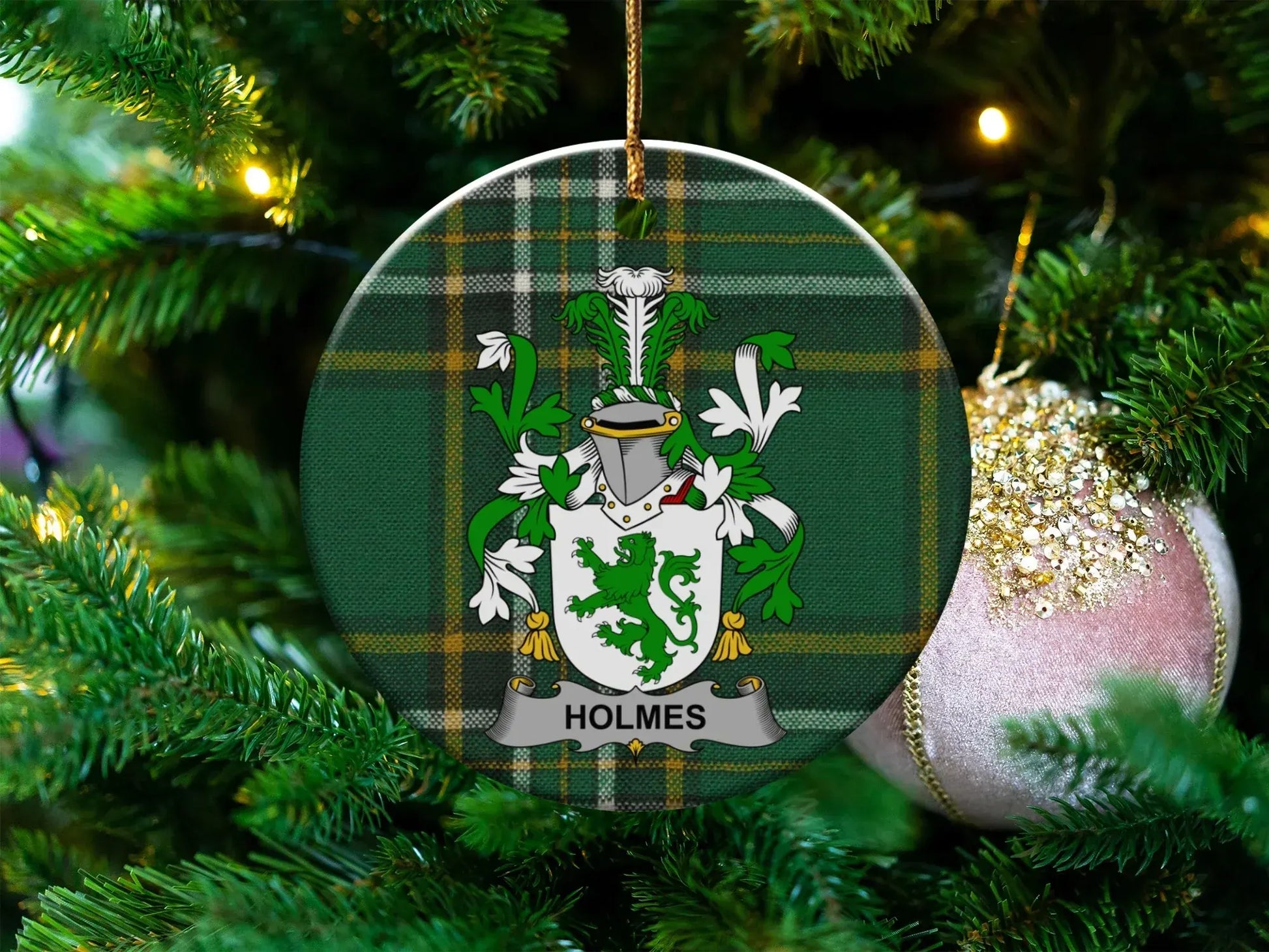 Custom Holmes Family Crest Christmas Ornament product type