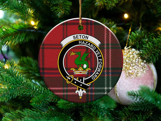 Colorful Plaid Round Ornament with Dragon Design product