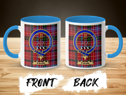 Craik Clan Crest Tartan Background Ceramic Mug - Living Stone Gifts