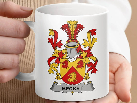 Becket Family Coat of Arms Crest Mug - Celtic Ancestry Gifts