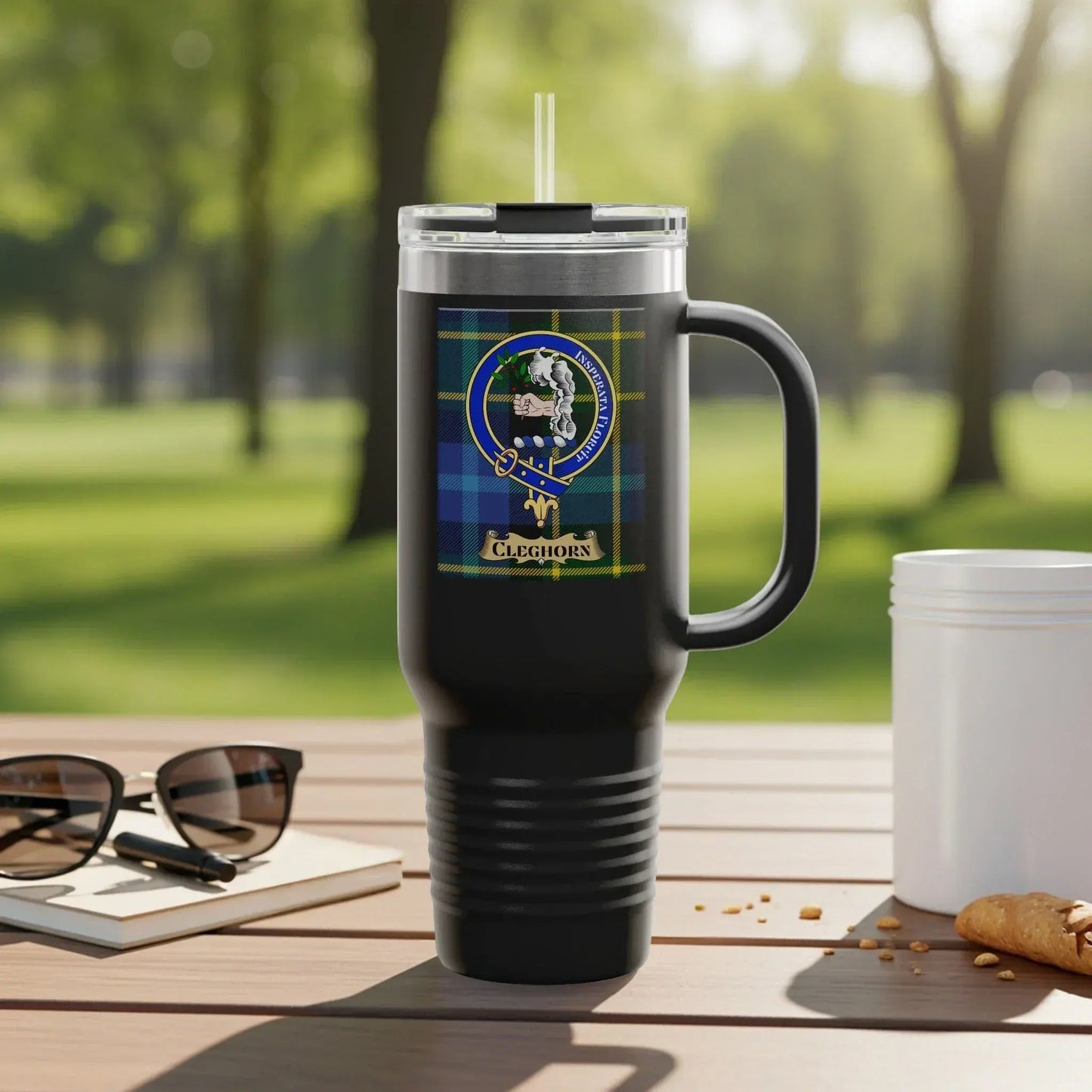 Black Tumbler with Clan Crest Logo Travel Product
