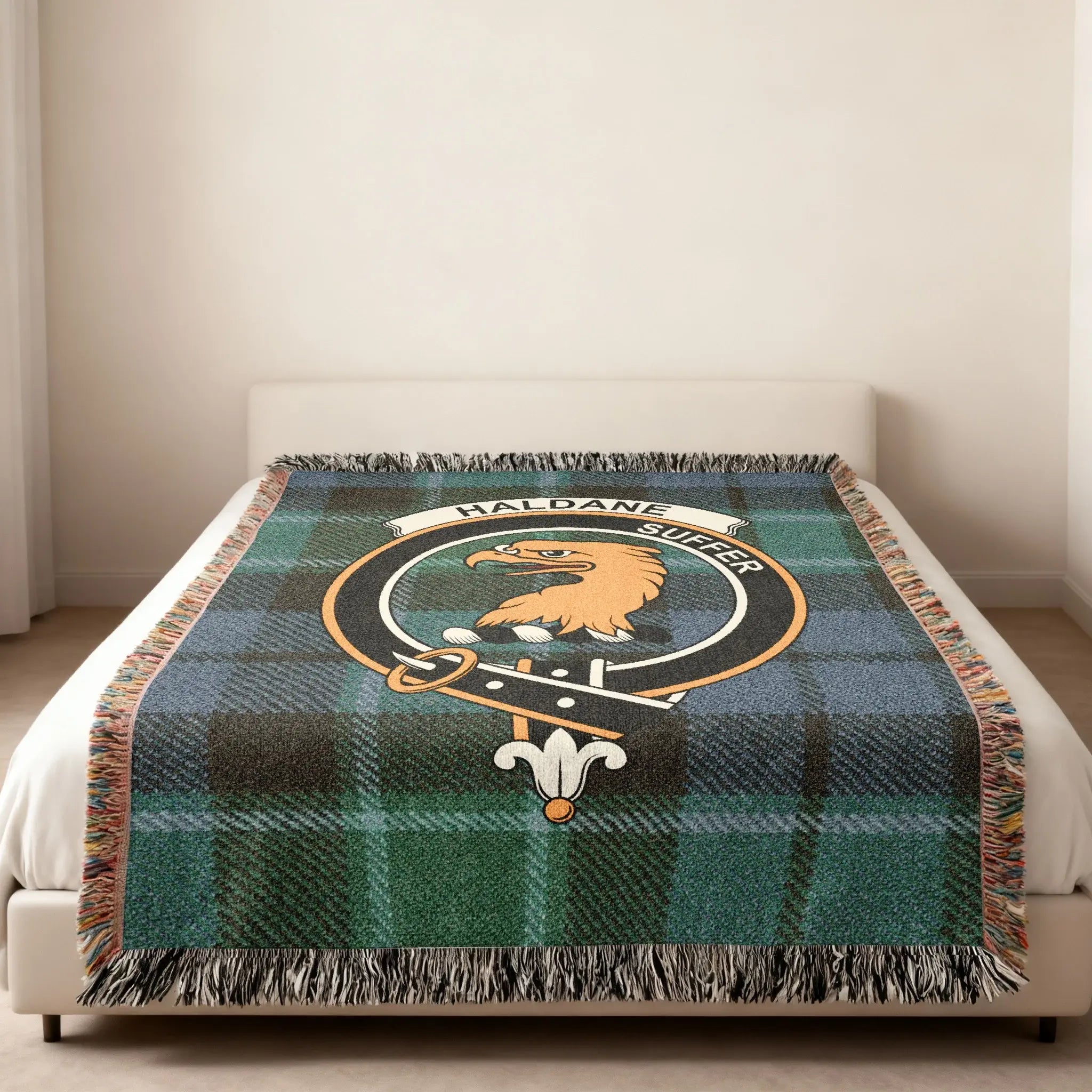 Haldane Suffer Eagle Emblem Tartan Design Blanket