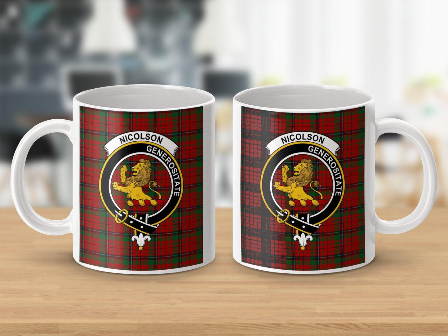 Nicolson Scottish Clan Crest Tartan Generositate Mug - Living Stone Gifts