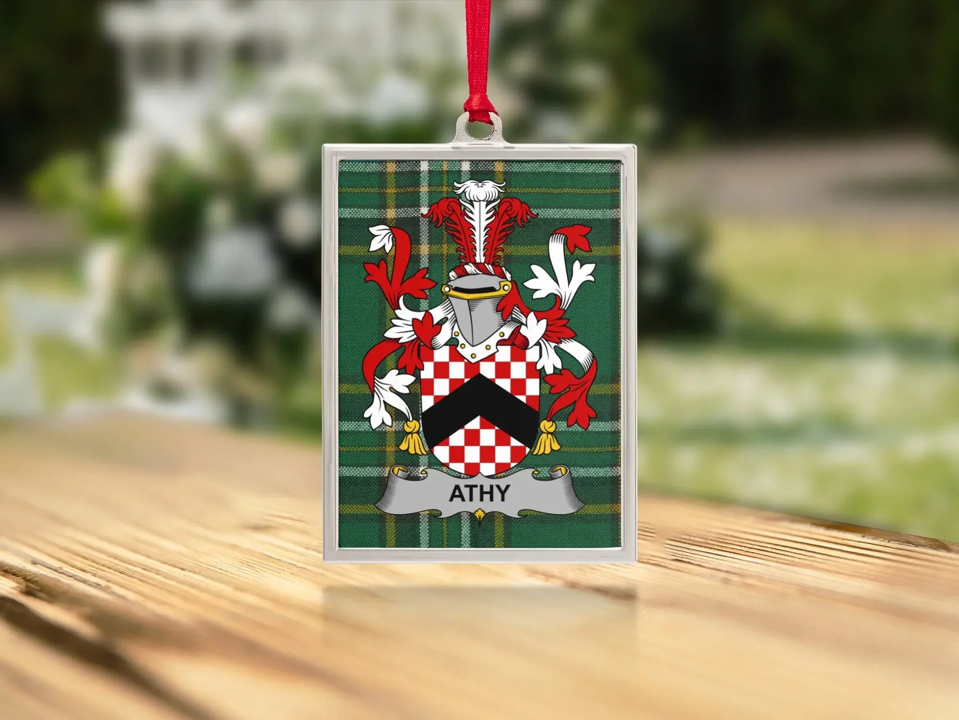Athy Family Crest Plaid Design Ornament product