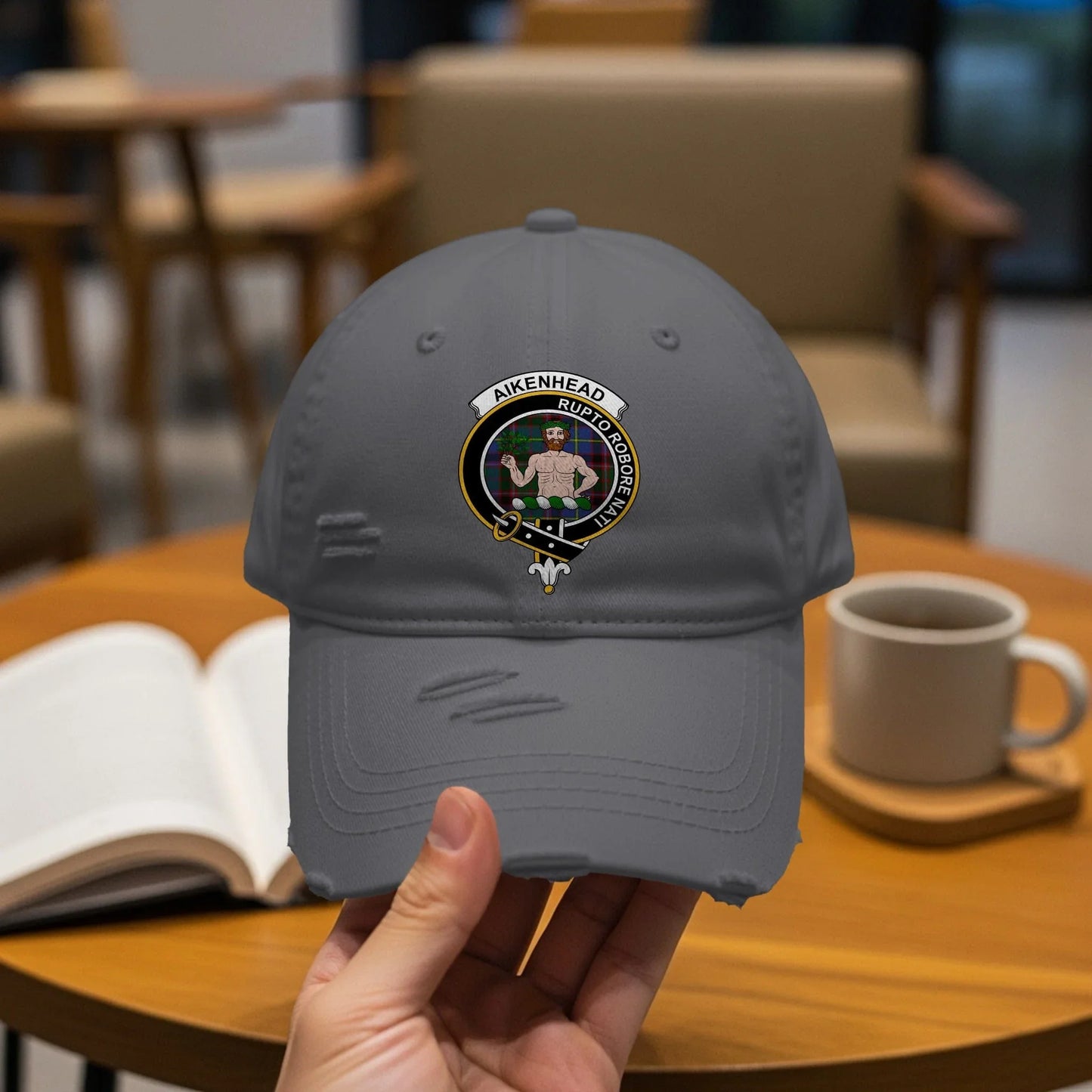 Aikenhead Clan Emblem Distressed Baseball Cap - Celtic Ancestry Gifts