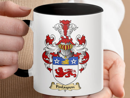 Clan Finlayson Scottish coat of arms emblem coffee mug - Living Stone Gifts