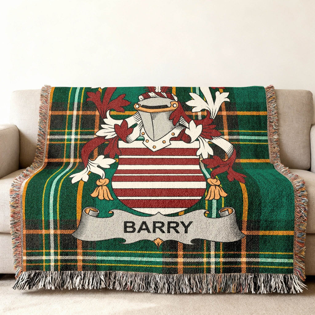 Barry Family Crest Tartan Green Plaid Blanket product type