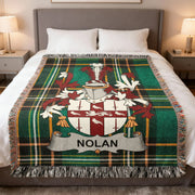 Nolan Irish Woven Blanket | O'Nolan Family Crest Tartan Throw