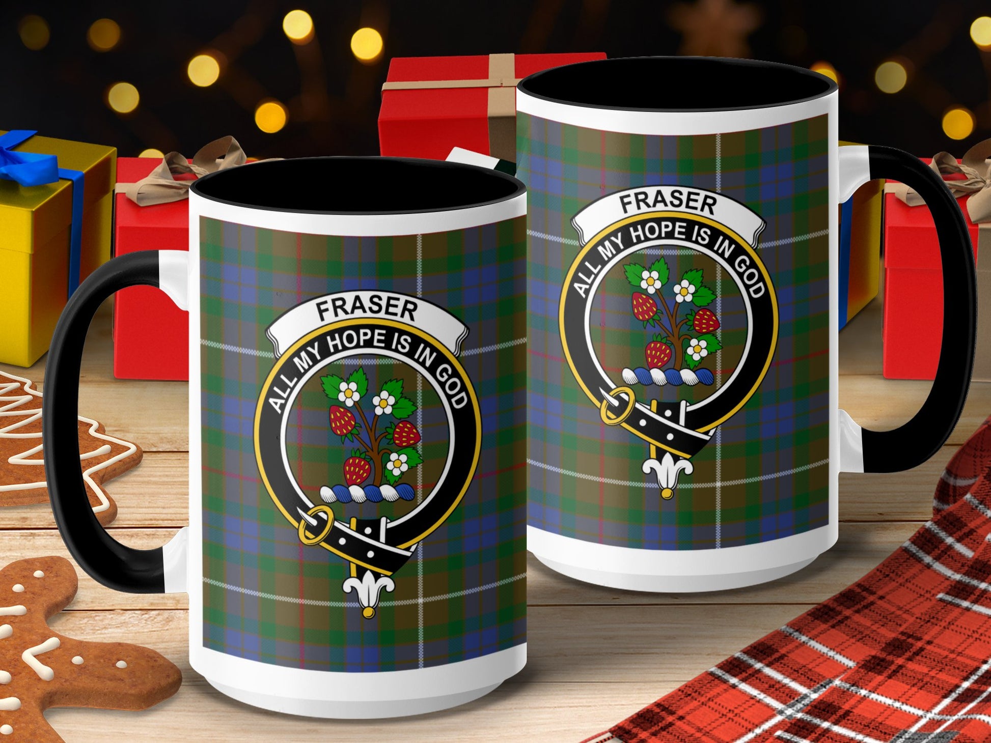 Clan Fraser Scottish Tartan Crest Family Badge Mug - Living Stone Gifts