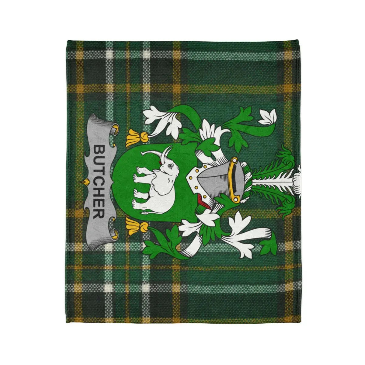 Personalized Butcher Green Tartan Shield Blanket product