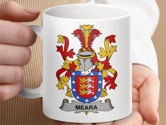 Meara Surname Irish Family Crest Mug - Celtic Ancestry Gifts