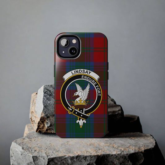 Lindsay Clan Crest Tartan Scottish Pattern Cell Phone Case - Celtic Ancestry Gifts