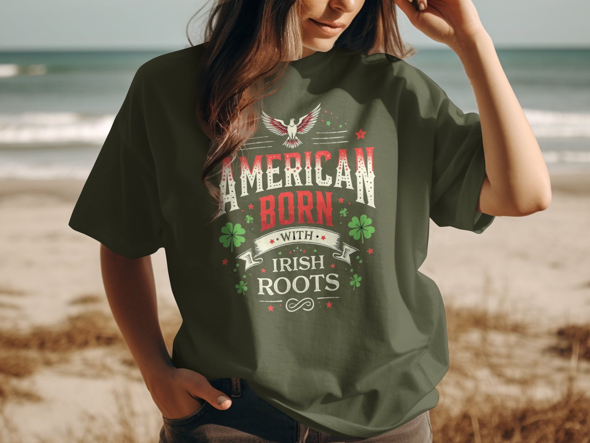 Celebrate Heritage and Pride American Born Irish Roots T-Shirt - Living Stone Gifts