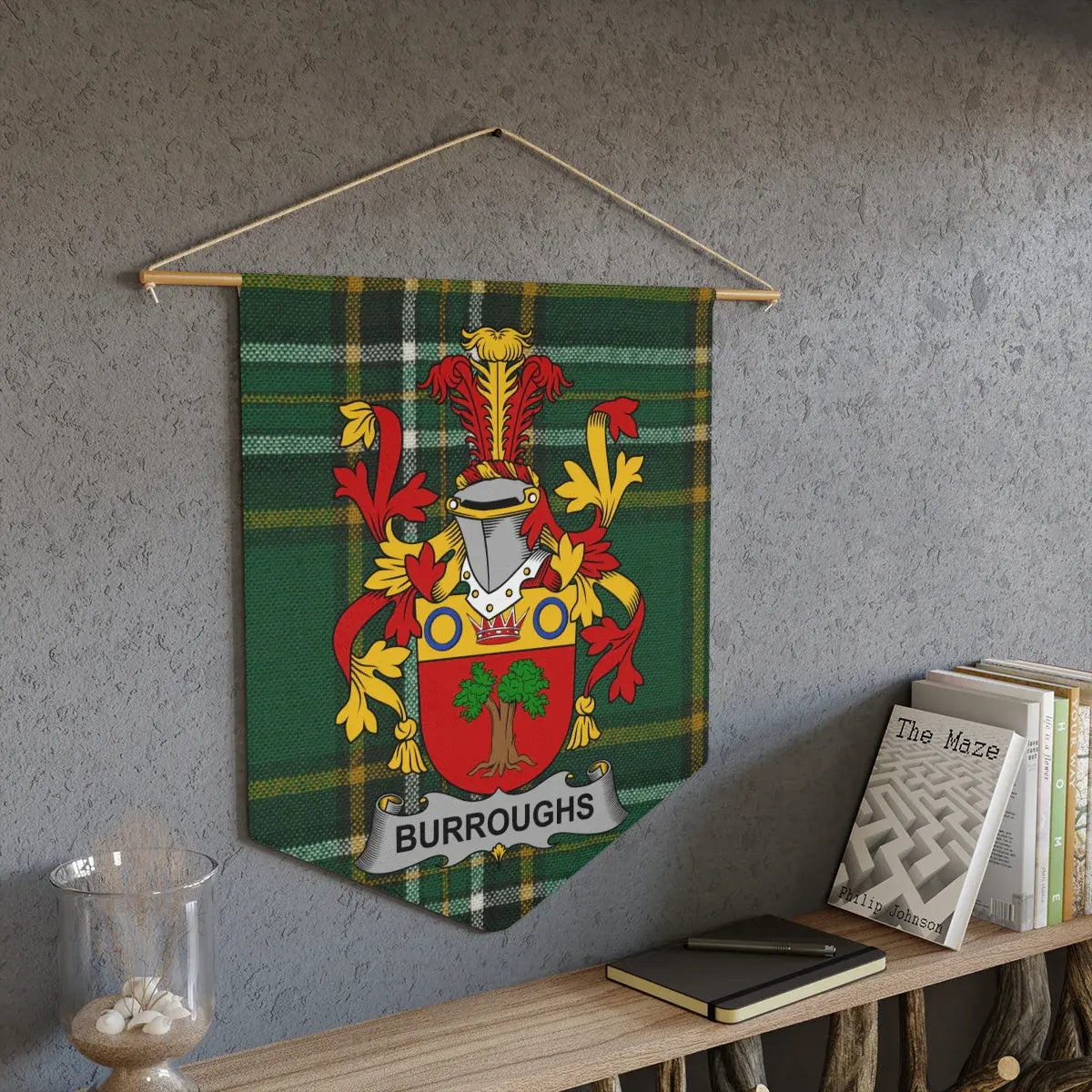 Burroughs Family Crest Tartan Plaid Wall Hanging product