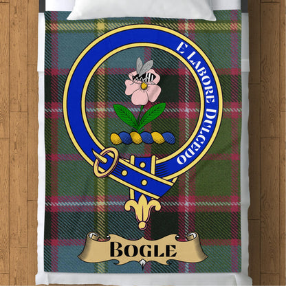 Scottish Clan Bogle Crest Tartan Throw Blanket - Living Stone Gifts