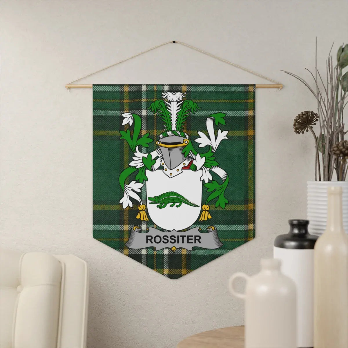 Rossiter Family Crest Tartan Wall Flag product
