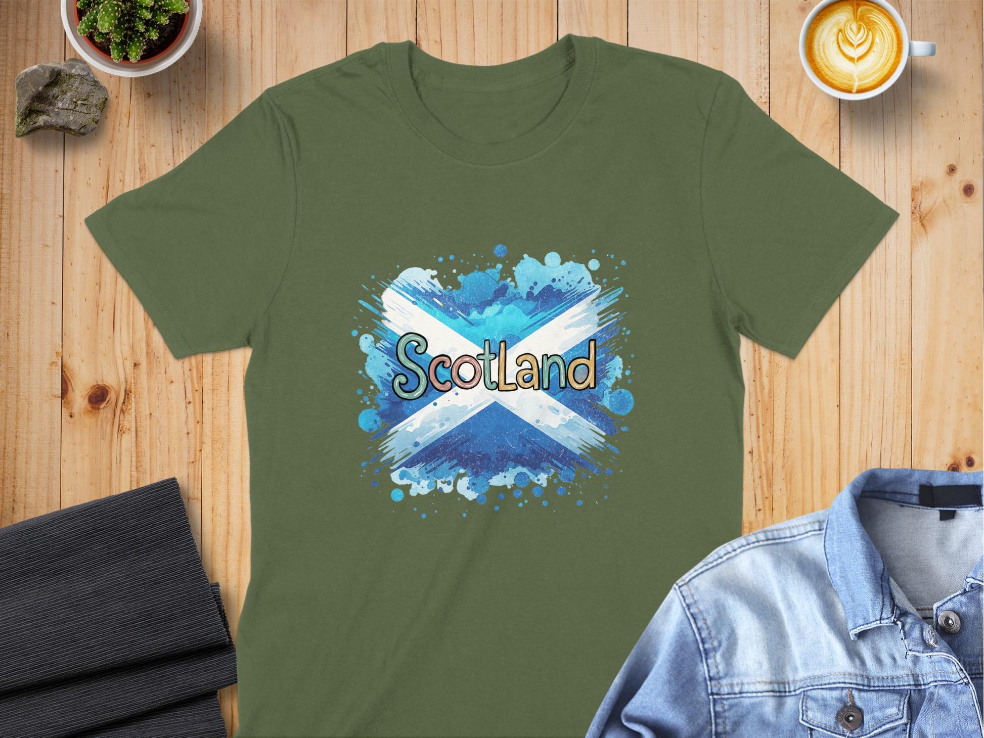 Scotland Flag Blue Watercolor Design T-Shirt - Living Stone Gifts