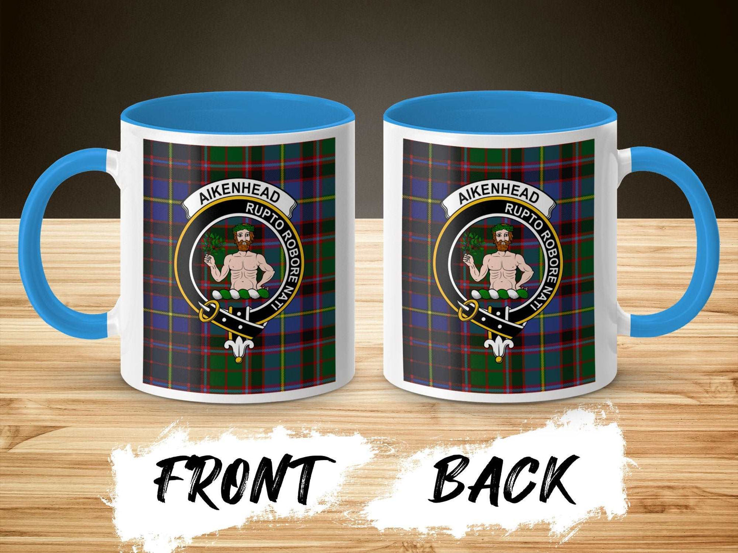 Aikenhead Clan Crest Tartan Pattern Coffee Mug - Living Stone Gifts