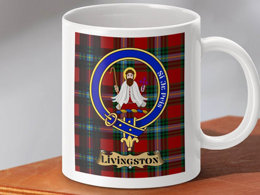 Livingston Clan Crest and Tartan Design Mug product