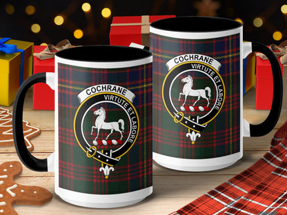 Clan Cochrane Scottish Tartan Crest Design Mug - Living Stone Gifts