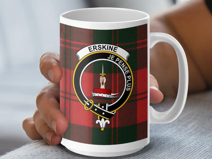 Clan Erskine Tartan Plaid Crest Design Coffee Mug - Living Stone Gifts