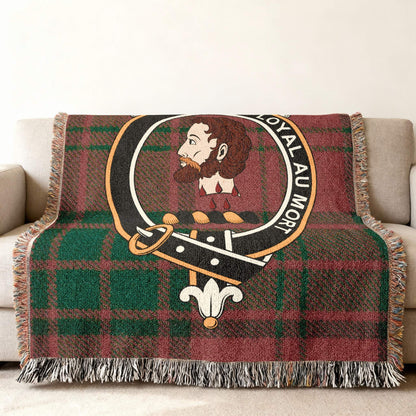 Clan Crest Throw Blanket with Scottish Tartan Design
