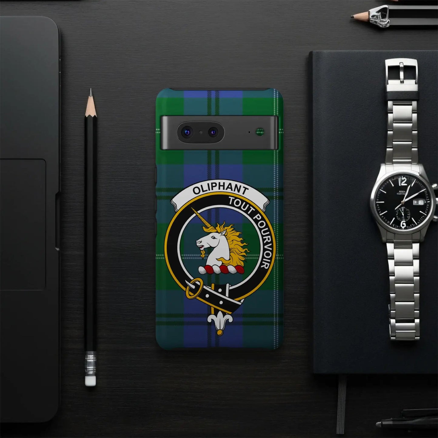 Oliphant Tout Pourvoir Unicorn Tartan Phone Case