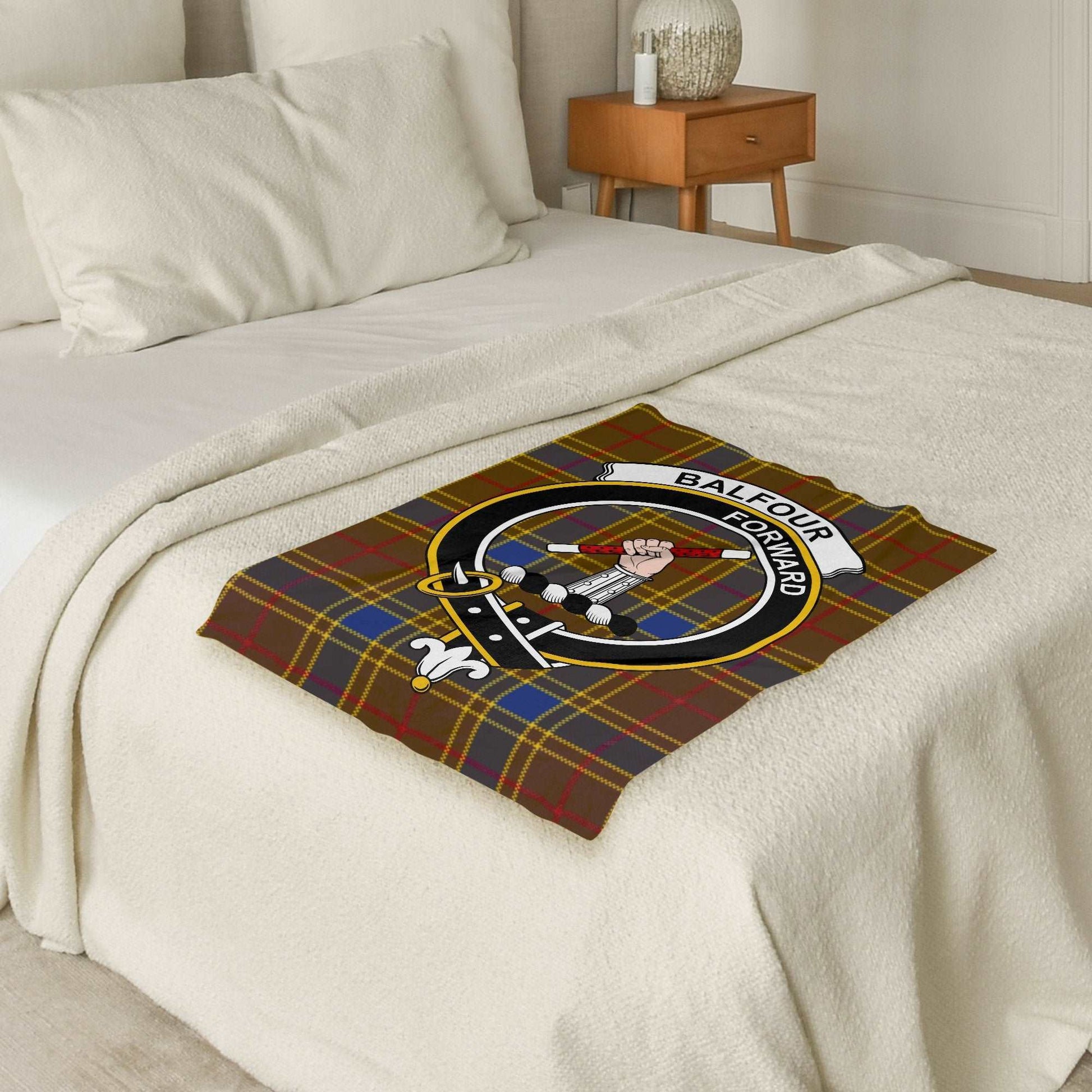 Balfour Clan Crest Forward Tartan Throw Blanket - Living Stone Gifts