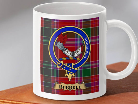 Burrell Scottish Clan Crest Tartan Design Mug product type
