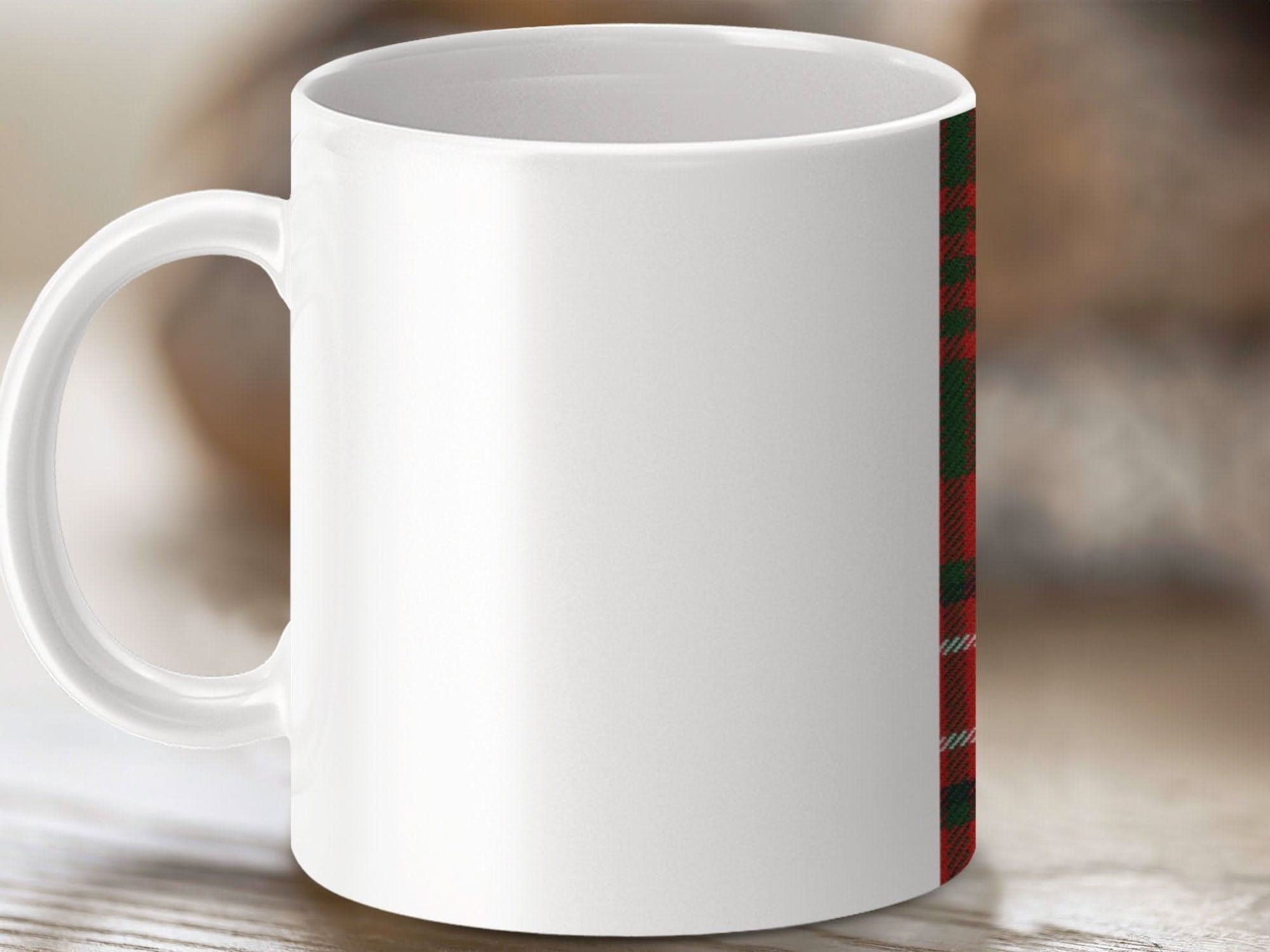 Festive Plaid Design Classic White Ceramic Mug product type