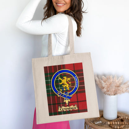 Cummings Clan Scottish Tartan Crest Tote Bag - Living Stone Gifts