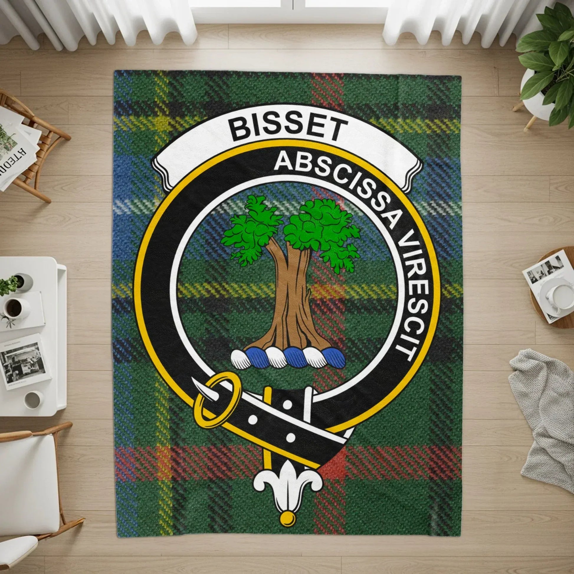 Bisset Family Crest Tartan Design Area Rug product