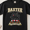 Baxter Scottish clan graphic T-shirt in Black, front view