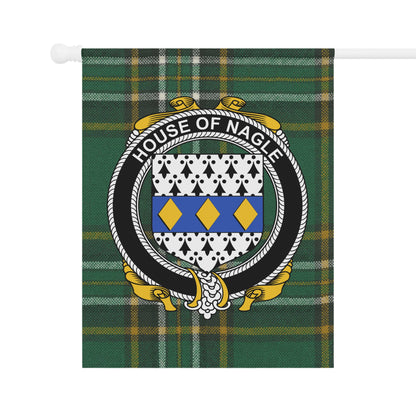 House of Nagle Emblem on Plaid Background Flag Decor