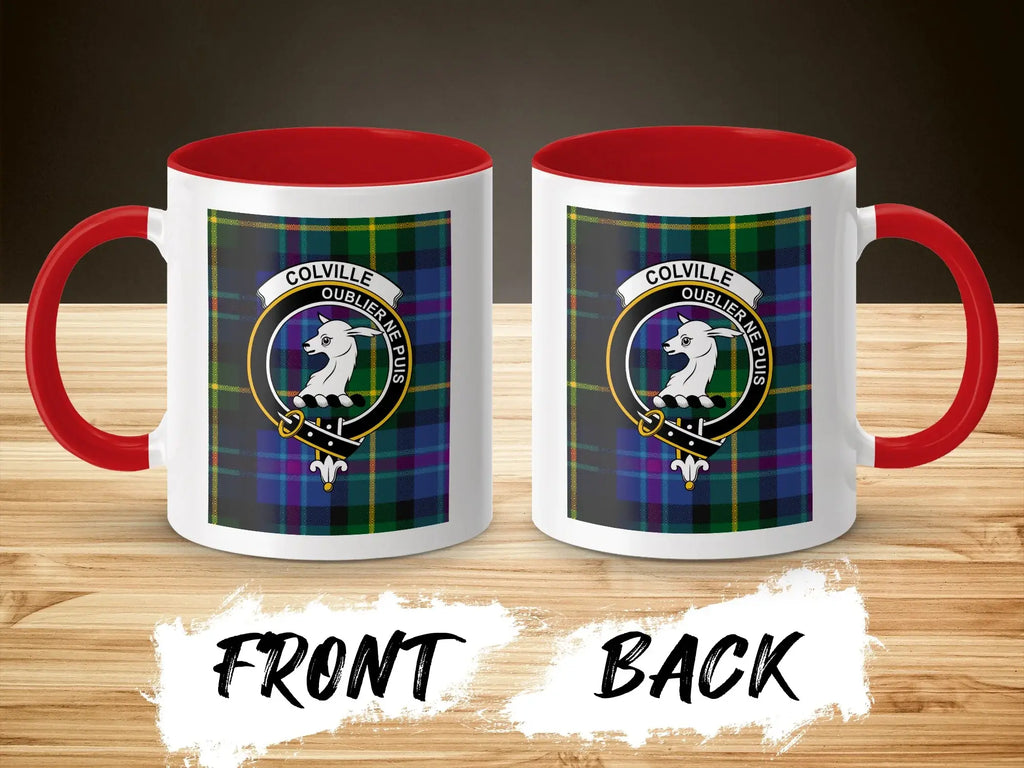 Colville Oublier Ne Puis Clan Crest Tartan Plaid Mug