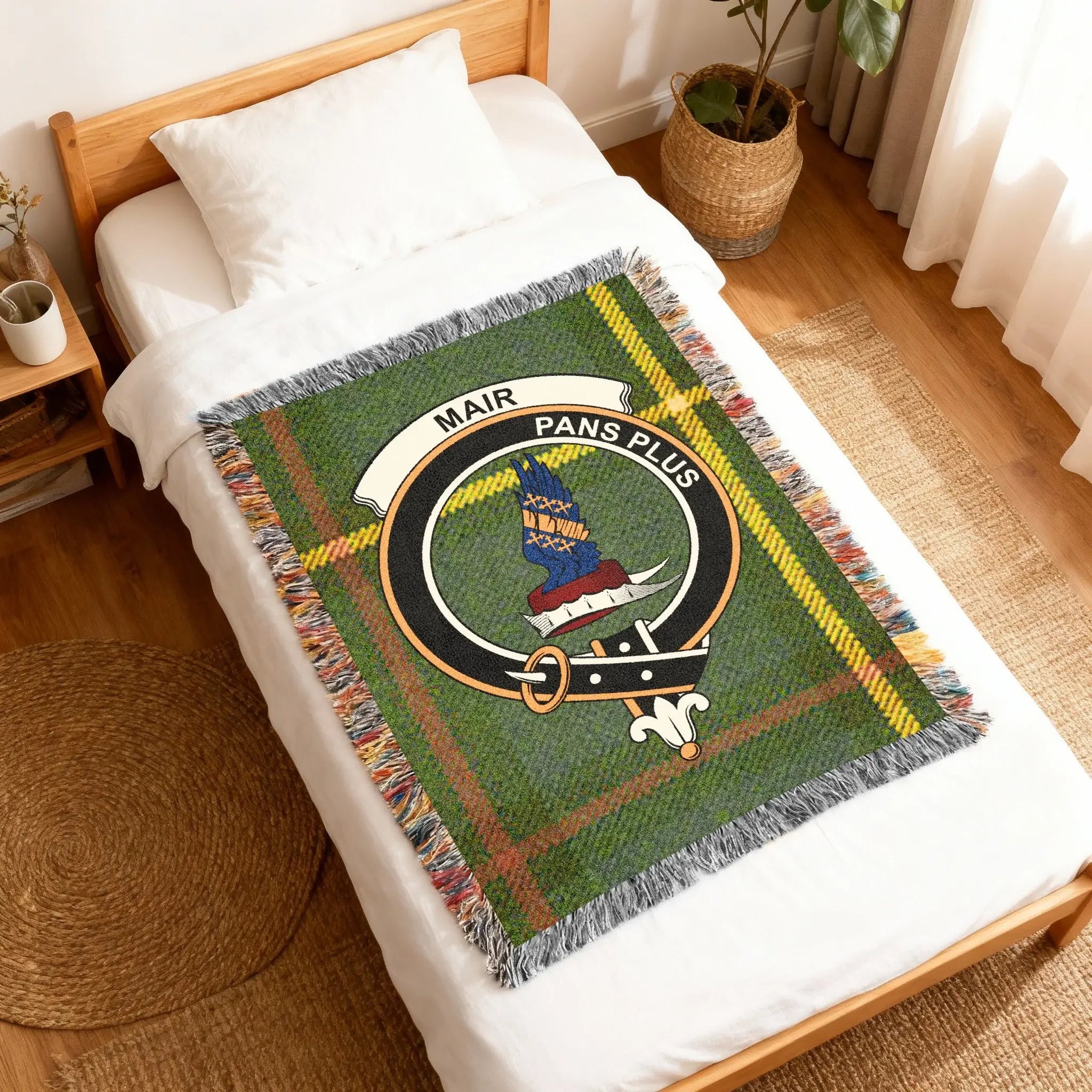 Scottish Clan Mair Tartan Crest Design Blanket