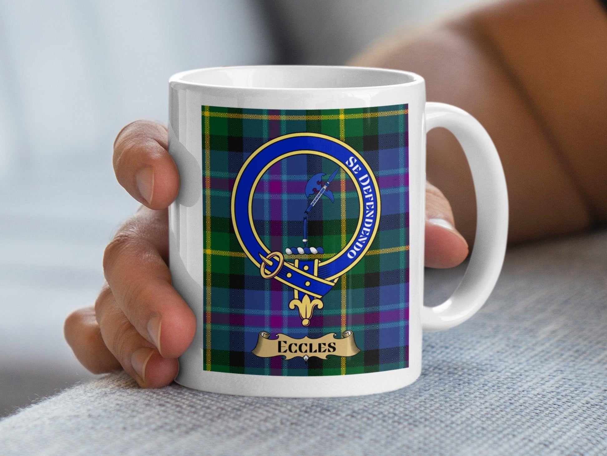 Scottish Clan Eccles Crest Tartan Plaid Emblem Mug - Living Stone Gifts