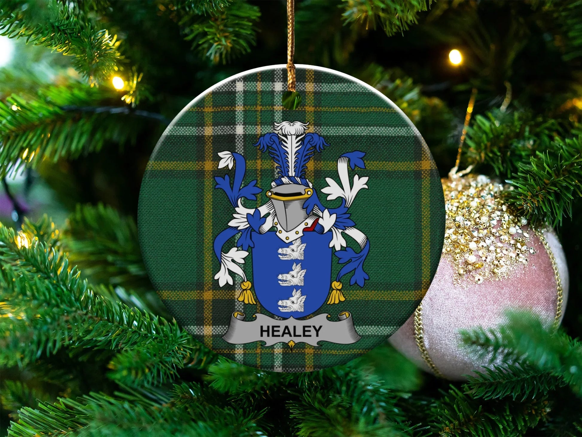 Healey Family Crest Green Plaid Ornament Product Type