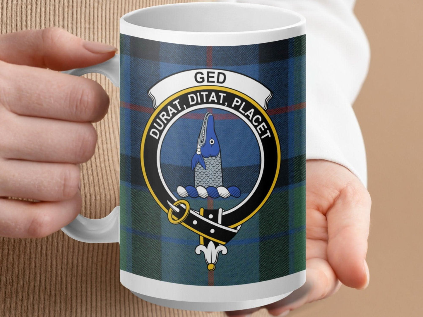 Scottish Clan Ged Mug with Tartan Crest product type