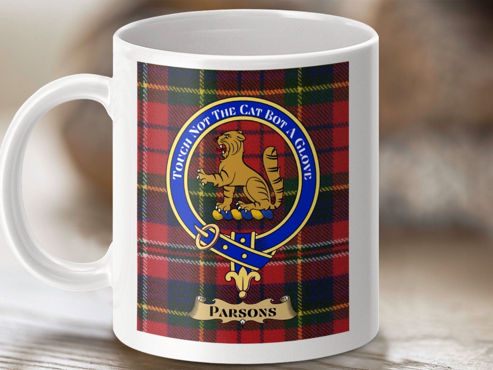 Parsons Family Crest Touch Not The Cat Mug product
